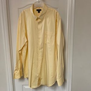 18-37 Size Traditional Fit Tall Yellow Oxford Button Down Collar Dress Shirt